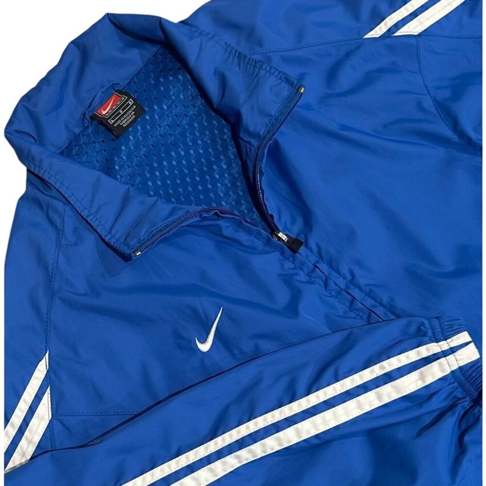 Nike Team Men's Blue White Stripes Windbreaker Jacket Vintage Size Large